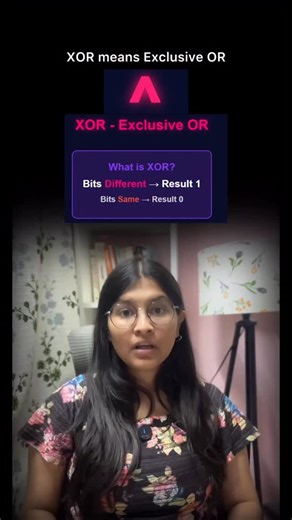 Srinidhi Reddy on Instagram: "XOR Operator #coding #softwaredeveloper #computerscience #interview #datastructure"