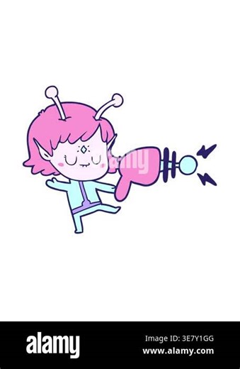 vibrating motion animation of drawing of alien girl Stock Video Footage - Alamy