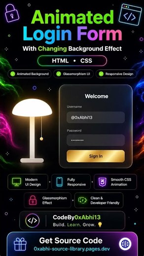 🔥 Animated Login Form with Changing Background Effect | HTML & CSS #coding