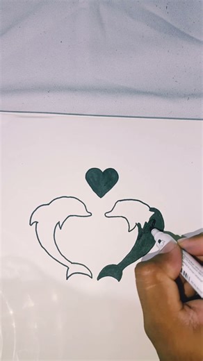 dibujo facil de dos delfín 🐬 enamorados #viralshort #drawing #aprendiendoadibujar #viralshort