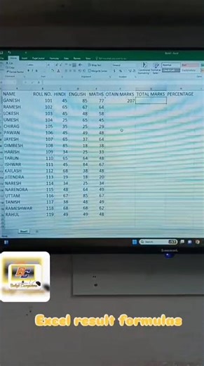 EXCEL RESULT FORMULAS