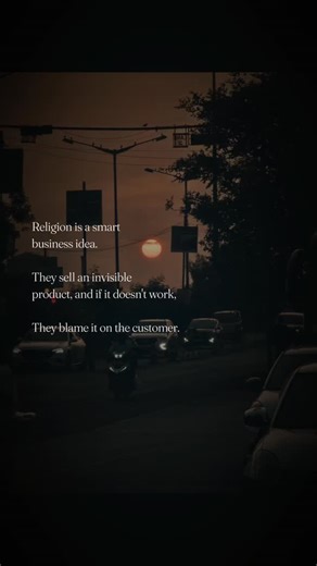 Rahul Ghevande on Instagram: "Religion is a smart business idea. They sell an invisible product, and if it doesn't work, "They blame it on the customer." #thoughts #quotesdaily #quotes #lifequotes #lifelessons"