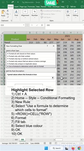 133K views · 733 reactions | Highlight Rows and Column in Ms Excel Dynamically #learnwithshigri #excel #msexcel #microsoft #tips #tipsandtricks #artificalintelligence #tricks | Learn With Shigri | Facebook