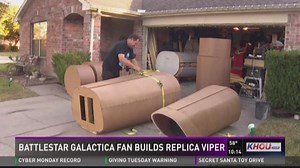 'Battlestar Galactica' fan builds replica viper in driveway
