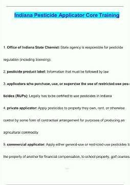 Indiana Pesticide Applicator Core Training Exam Latest 2025 2026 Update Questions and Verified Answ