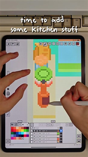 pixel art kitchen with Pixquare app 🍰🍔🫐🍒