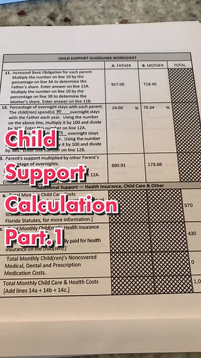 Visual example of child support calculation part1 #floridadivorce #childsupportmoney #floridafamily #childsupporteducation