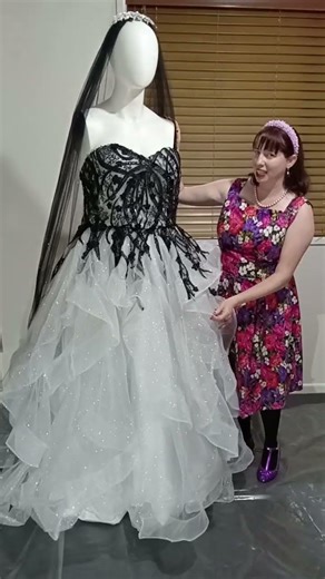 Order 620 Video 4 Black and White Wedding Dress
