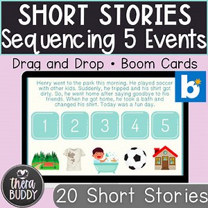 Sequencing 5 Events Short Stories BOOM Cards Speech Therapy Digital Resource