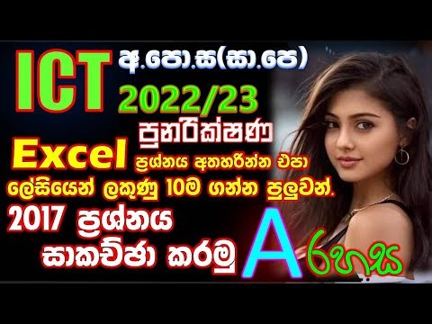 OL ICT Revision 2022 Excel Quiz 2017 | ICT sinhala medium revision 2022 |ICT grade 11 Excel 2023