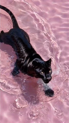 Black Panther Swimming in Pink Paradise 😱💖
