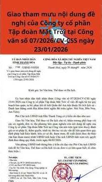 Giao tham mưu nội dung đề nghị của Công ty cổ phần Tập đoàn Mặt Trời