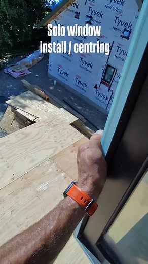 94K views · 1K reactions | Simple little hack to centre a window while working alone. You don’t have to have someone inside to get this task done.  I used a roofing nail above the top flange. The large head overlaps the flange and will hold the window in place for the next steps. | Akribis leather | Facebook