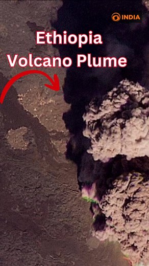 6.1K views · 83 reactions | Ethiopia Volcano Erupts After 12,000 Years The Hayli Gubbi volcano in Afar erupted on Nov 23, blanketing nearby villages in dust. Satellite images show ash drifting over the Red Sea. No casualties reported so far, but officials warn the ash may impact livestock grazing. #ethiopia #volcanoeruption #afar redsea hayligubbi | DD India | Facebook