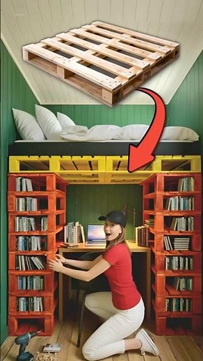 From Pallets to a Genius Loft Bed Setup 🤯🛏️ | DIY Space Saving Idea