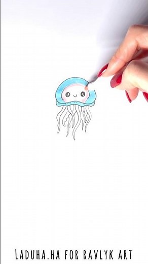 🌊 ✏️ Jellyfish Drawing 🖼️ Smooth Ocean Animal Tutorial 🎬 #shorts #drawing #RavlykArt
