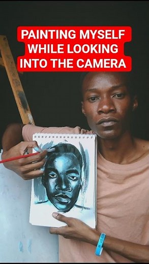 Painting Myself By Looking At My Reflection #shortsfeed #trendingshorts #artchallenge #painting