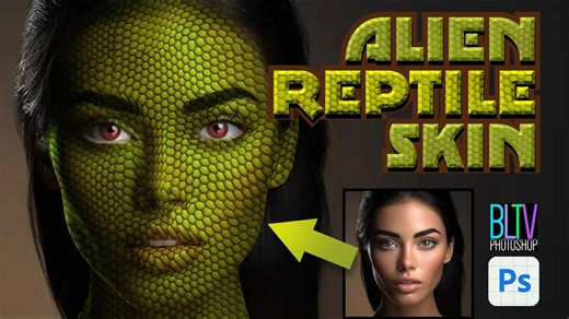Photoshop: Give a face alien reptile skin