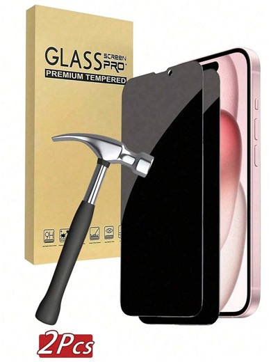 2 Pieces Full Screen Cover Privacy Screen Protector For IPhone 17 16 15 Pro Max 14 Plus Tempered Glass For IPhone 16 15 14 13 11 PRO X XS MAX 12 Mini XR 6 7 8 Plus Se2 Se3 Anti-Peeping Glass Gift For Birthday, Family, Friends Anti-Peeping, Mobile Screen Protector, Mobile Phone Accessories Screen Pro