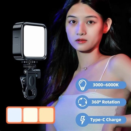 7W LED Rechargeable Selfie Fill Light with Stable Clip Clamp for Conference Phone Laptop Computer Mini LED Video Lamp | Lazada PH