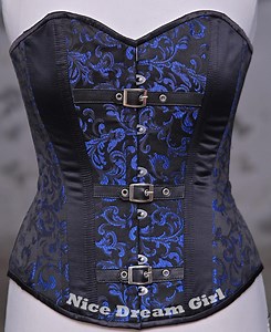 Blue Floral Jacquard Corset - Gothic Buckle Satin Brocade - Etsy