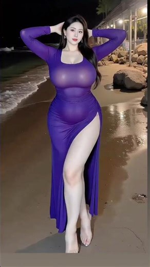 Stunning AI Model Struts in Violet Elegance 🌸✨
