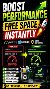 🚀 Boost Performance & Free Space Instantly | Make Your PC Super Fast 💻⚡ #tricks #computer #tech