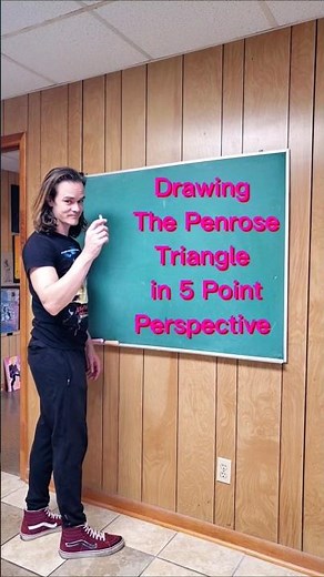 Drawing the Penrose Triangle in 5 Point Perspective! #shorts #drawing #perspectivedrawing #howto