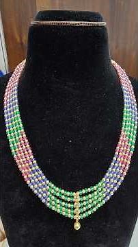 Multicolour Beads Mala | Lightweight Fancy Necklace with Gold Centre & Pearl Danglings | Vasus Vibes