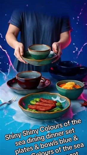 Shiny Shiny Colours of the sea dining dinner set plates & bowls blue & green Colours of the sea #dining #dinner set #plates & #bowls #blue & green