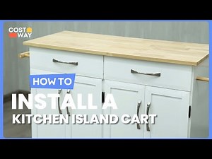 How to Install the Rolling Kitchen Island Cart with Rubber Wood Top | HW60456 #costway #howto