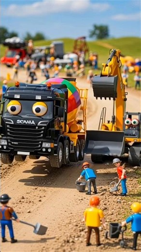 toy cars, construction trucks, cement mixer trucks #truck