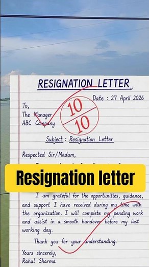 Resignation letter Writing Format | Full Marks (10/10) Easy Guide | What Score Would You Give?