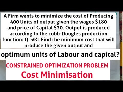 constrained optimization problem. cost Minimisation