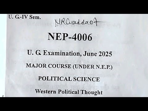 BA 4th semester political science paper 2025 Ccsu Nep l western political Thought last year paper