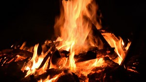 Download Fire flames on black background, Blaze fire flame texture background, Beautifully, the fire is burning, Fire flames with wood and cow dung bonfire for free