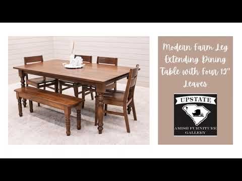Modern Farm Leg Extending Dining Table with Four 12" Leaves