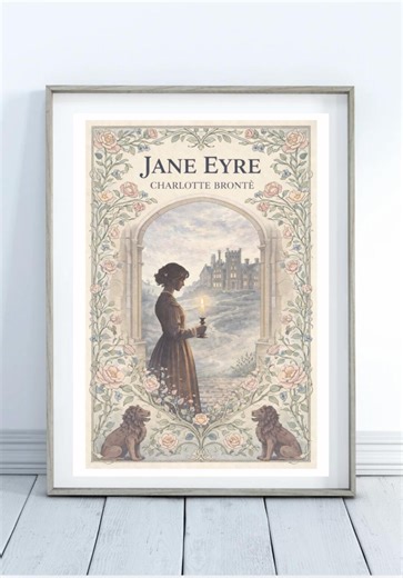 Jane Eyre Book Cover Bronte Victorian Art Poster Wall Art - Etsy