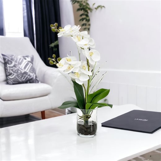 Faux White Phalaenopsis Orchid Arrangement: Real Touch Floral Centerpiece - Etsy