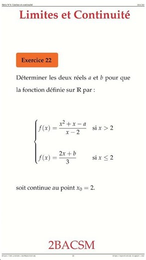 Exercice 22 Limites et Continuite 2BACSM Maths space2study M2BSMS1v12