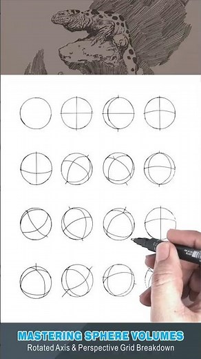How to Draw Spheres: 3D Perspective Lines for Beginners 🖊️✨ #Shorts