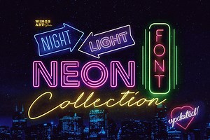 Retro Neon Font Collection, a Sans Serif Font by Wingsart Studio