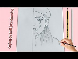 How to draw a crying girl | Half face easy step by step Pencil sketch ‪@creativespot793‬
