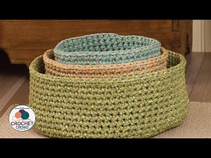 Left Hand: How To Crochet Nesting Baskets with Thick T-Shirt Yarn
