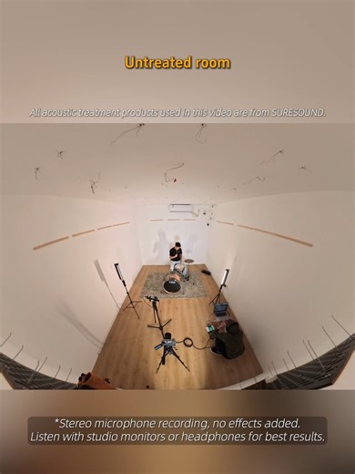 @suresound_ on Instagram: "How Much Acoustic Treatment Do You Really Need? We recorded drums in a room with eight different levels of acoustic treatment to show how much the sound actually changes. Listen with studio monitors or headphones for best results. Test setups: 1️⃣Untreated room 2️⃣2 bass traps (2 corners) 3️⃣4 bass traps (all corners) 4️⃣4 acoustic panels (left & right walls) 5️⃣11 acoustic panels (all walls) 6️⃣4 bass traps + 4 panels (all corners + side walls) 7️⃣4 bass traps + 11 pa
