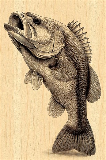 Bass Fish Engraving PNG Transparent | Freshwater Fish Clipart | Laser Wood & CNC Engraving Animal Design (digital Download) - Etsy