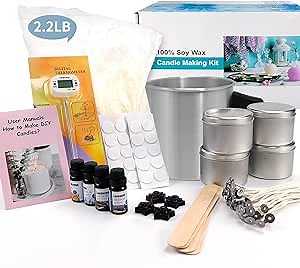 YRYM HT Candle Making Kit – Easy to Make Colored Candle Soy Wax Kit Include Wax, Rich Scents, Dyes, Wicks, Tins & More