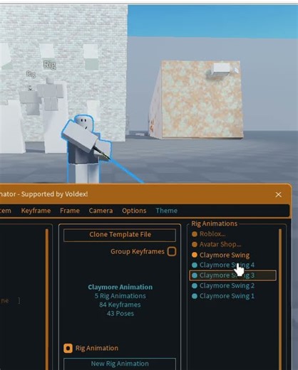 Two handed sword swing animation
