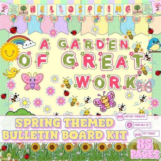 Spring Bulletin Board Classroom Door Sign for Elementary School Command Center | Preschool Bulletin Flower Bee Cut and Paste Decor - Etsy
