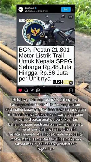 BGN pesen puluhan ribu motor untuk program MBG